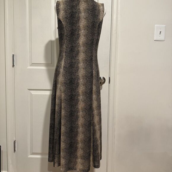 Jones New York Black Brown Snake Stretch Sleeveless Shift Tunic Tank Dress Small - Picture 4 of 7